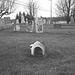 Cimetière catholique romain / Catholic roman cemetery - St-Jacques le majeur- Clarenceville- Noyan. Québec, Canada. 21-11-2009 - N & B