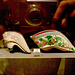 Chinese Lotus Foot sexual coverings / Minuscule chaussure pour pied de Lotus chinois - Bata Shoe Museum- Toronto, CANADA -  3 juillet 2007