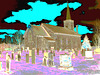 Église et cimetère de Dunham. Québec, Canada . 21-11-2009- RVB postérisé