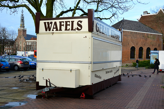 Closed wafﬂe and oliebollen stall