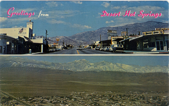 Desert Hot Springs Palm Drive postcard