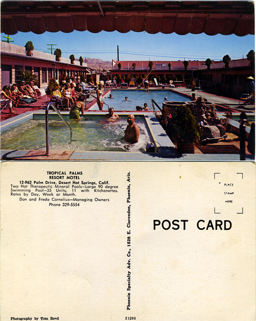 Tropical Palms Resort Motel (12962 Palm Drive) postcard 2-sided