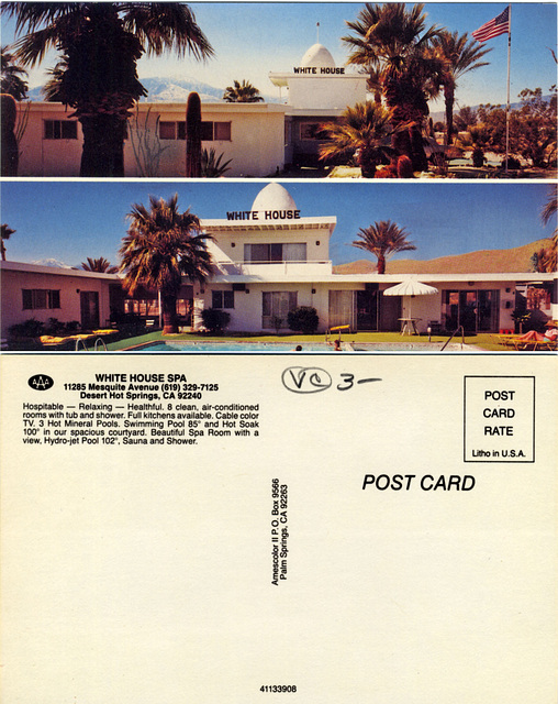 White House Spa postcard 2-sided