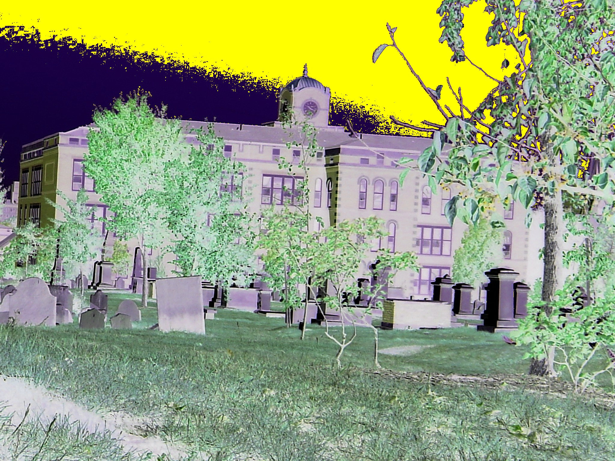 The Eastern cemetery  /  Portland, Maine USA -  11 octobre 2009- Négatif RVB et ciel photofiltré.