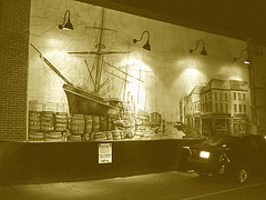 Fresque flottante / Floating fresco - Portland, Maine.  USA -  11 octobre 2009 - Version sepia