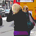 Danish blond in black and flat pale sexy pale boots /  Danoise blonde en bottes pâles à talons plats - Copenhague, Danemark.  20 octobre 2008- Postérisation