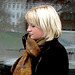 Danish blond in black and flat pale sexy pale boots /  Danoise blonde en bottes pâles à talons plats - Copenhague, Danemark.  20 octobre 2008- Oil painting / Peinture à l'huile
