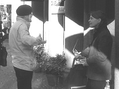 Bokia Swedish Mom with the beret man. -  B & W