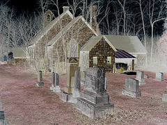 St.Marys Anglican church Como et cimetière - Hudson QC.  25-03-2010 - Négatif RVB