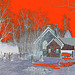 St.Marys Anglican church Como et cimetière - Hudson QC.  25-03-2010 - Négatif au ciel et neige rouge