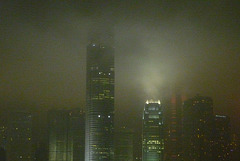 Skyscrapers in mist