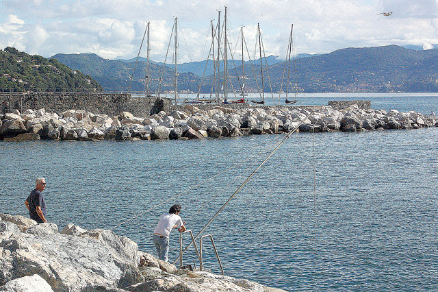 fiŝkaptisto en Portovenere - Angler in Portovenere