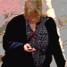 Blonde Danoise un peu dodue à son cellulaire / Chubby sexy blond on flats at her cell phone - Copenhague, Danemark.  20 octobre 2008. - Postérisation