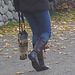 Bonheur canin avec bottes & jeans / Canine happiness with jeans & boots- Vue sur bottes et sacoche