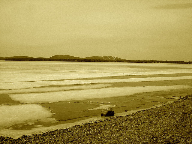 Lac Brome /  Brome lake -  Qc,   CANADA.  28 mars 2010 - Sepia