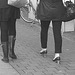 Expresso house Swedish duo - Flat boots and high heels /  Piétonnes suédoises - talons hauts et bottes à talons plats -   Ängelholm - 23-10-2008    - N & B