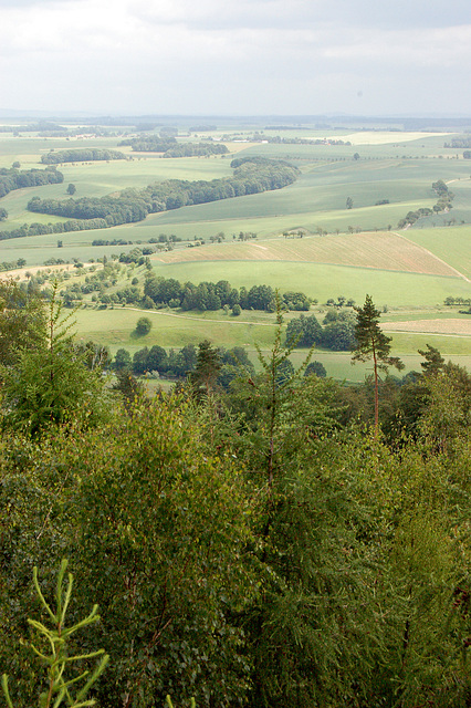 kampoj rigardataj de monto - Felder von einem Berg gesehen