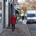 Choklad blond swedish Lady in red with sexy high-heeled boots / Blonde en rouge avec bottes de cuir à talons hauts. - Ängelhlom - 23-10-2008 .