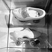 Sabots roulants /  Clogs on wheels -  Bata shoe museum  /  Toronto - CANADA .  3 juillet 2007-  Noir et blanc