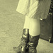 Blonde danoise à chapeau en bottes à talons hauts / Blond danish hatter in high-heeled boots -  Copenhagen, Denmark / Copenhague, Danemark.   20 octobre 2008 -  Vintage