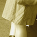 Blonde danoise à chapeau en bottes à talons hauts / Blond danish hatter in high-heeled boots -  Copenhagen, Denmark / Copenhague, Danemark.   20 octobre 2008 - Sepia