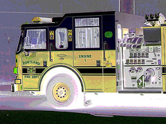 Portland fire dept engine /  Maine USA -  October 11th 2009- Négatif RVB postérisé