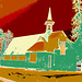 Petite chapelle / Small chapel  - Saranac Lake area / Région du Lac Saranac  NY. États-Unis / USA -  6 mars 2010 -  Postérisation en négatif avec vert photofiltré.
