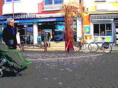 Handlesbanken booted swedish Lady with her dog /  La Dame bottée Handlesbanken avec son petit chien mignon - Postérisation