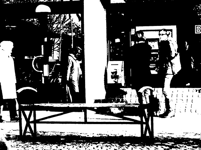 Handlesbanken booted swedish Lady with her dog /  La Dame bottée Handlesbanken avec son petit chien mignon -  Ängelholm / Suède - Sweden.   - 23-10-2008 -  Bichromie en noir et blanc
