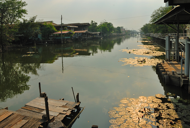 Khlong Sam Wah in Minburi in sun set light