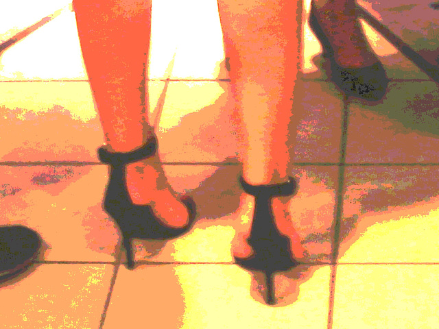 Ferry Swedish high-heeled Goddesses /  Jeunes Déesses suédoises en talons hauts.- Réalité trouble troublante / Arousing and blurry reality.- Postérisation