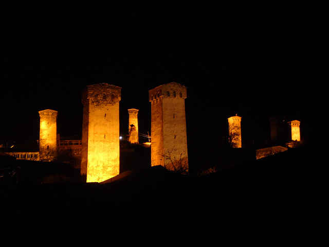 Towers of Svaneti at Night