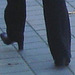 Kiok & café Lady in chopper heeled boots /  La Dame aux bottes à talons couperets - Ängelholm / Sweden - Suède.  23 octobre 2008