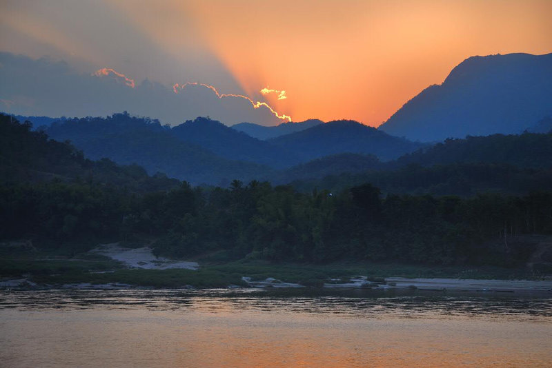 Sunset at the Mekong riverbank