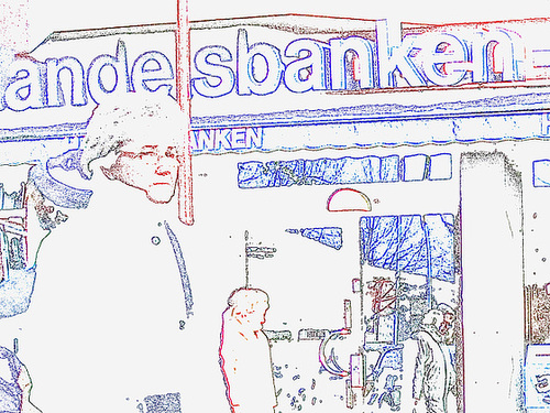 Handlesbanken Swedish gray haired mature Lady with glasses / La Dame Handlesbanken aux cheveux gris avec lunettes- Ängelholm /  Suède - Sweden - 23-10-2008 - Contours de couleurs
