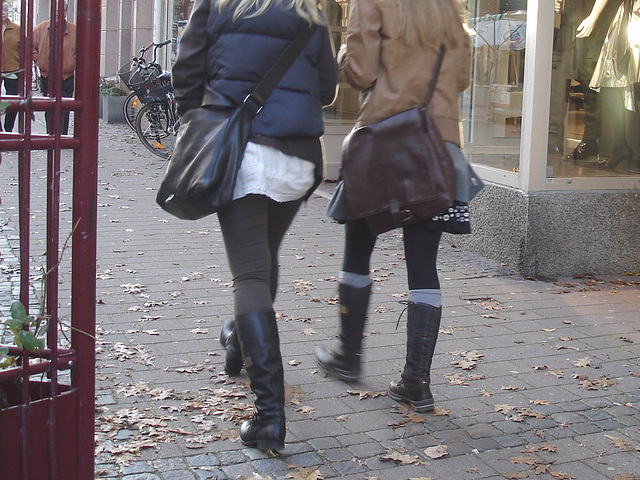 Déesses suédoises / MQ Swedish Booties walking on autumn leaves /    Ängelholm / Suède - Sweden.  23 octobre 2008