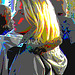 Electric Swedish blonde in chunky heeled boots /  Suédoise blonde électrique en bottes de cuir à talons trapus  / Postérisation