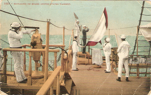 Signaling on board United States Warship