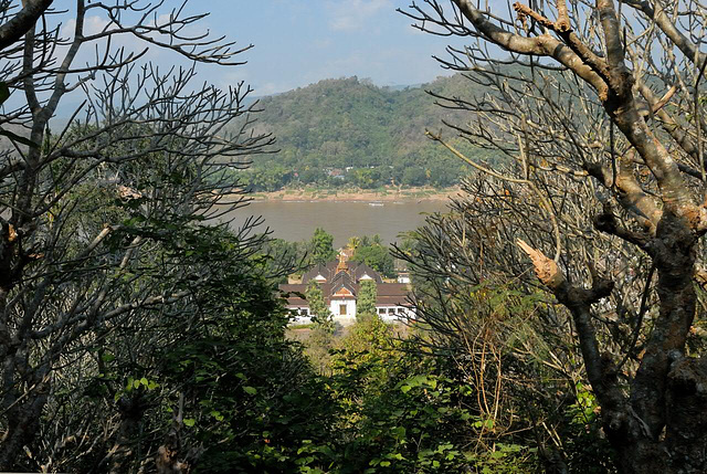 Panorama view from the Phu Si hill steps