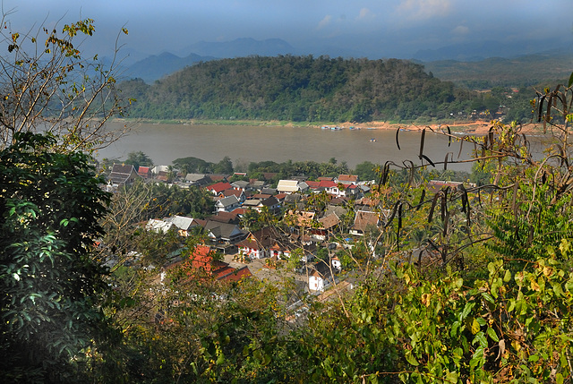 Panorama view from the Phu Si hill steps