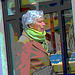 Guldfynd grey hair Swedish Lady on flats /   La Dame Guldfynd aux cheveux gris en talons plats - Ängelholm / Sweden - Suède.  23 octobre 2008- Postérisation