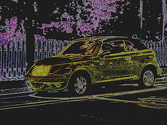 PT Cruiser à NYC  /  Contours de couleurs en négatif - 21-07-2008