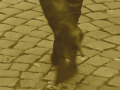 Dimani Swedish blond Lady in Dominatrix Boots /  Blonde suédoise en bottes à talons aiguilles -  Ängelholm / Suède - Sweden.   23-10-2008 - Sepia