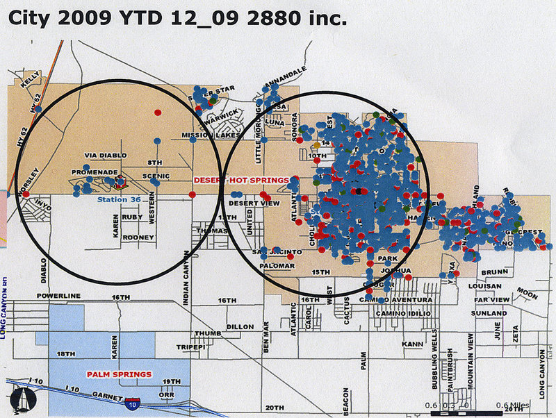 1.5 miles radii from existing fire stations