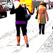 Danish blond in black and flat pale sexy pale boots /  Danoise blonde en bottes pâles à talons plats - Copenhague, Danemark.  20 octobre 2008- Version très éclaircie et postérisée