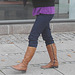 Danish blond in black and flat pale sexy pale boots /  Danoise blonde en bottes pâles à talons plats - Copenhague, Danemark.  20 octobre 2008- Lightened version / Version éclaircie