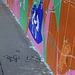 Mur coloré et piste cyclable /  Colorful wall and cycle tracks - Copenhague, Danemark.  20 octobre 2008- Négatif