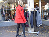 Blonde suédoise typique en bottes de cuir à talons hauts /  Typical swedish blonde in leather high-heeled boots.