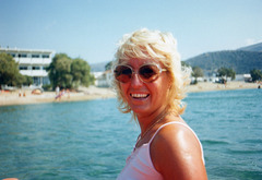 Aha me on a pedalo on Andros, Greece