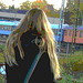 Blonde suédoise en jeans et bottes sexy / Double blue train blond Lady in jeans and low-heeled boots - Ängelholm / Sweden - Suède /  23 octobre 2008   - Postérisation